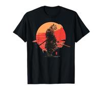 Tigre Guerrero japonés con Katana Red Sun Art Camiseta