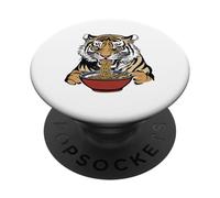Tigre Hambriento Comiendo Fideos Ramen Arte PopSockets PopGrip Adhesivo