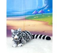 Tigre impreso en 3D, criatura animal, juguetes flexibles de tigre, 6.5 pulgadas articulado, para decoración de escritorio ejecutivo en casa, oficina, AT001-WHT (blanco y negro)