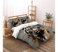 Tigre Ink Splash Juego De Fundas De Edrojoón Fierce Animales 3D Microfibra Ropa De Cama 2 Fundas De Almohada, para Niños Y Hombres Funda De Edrojoón Dormitorio King（220x240cm）