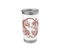 Tigre japonés tradicional mitología asiática tatuaje arte Vaso térmico de acero inoxidable de doble pared