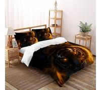 Tigre Llama Funda De Edrojoón Fierce Animales Impresa En 3D Microfibra Ropa De Cama 2 Fundas De Almohada,para Niños Y Hombres Decoración del Dormitorio King（220x240cm）