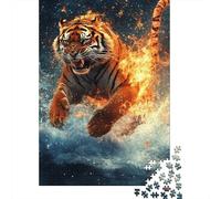 Tigre Llameante Puzzle de 1000 Piezas Papel para Adultos Escena de Agua Dinámica Juego de Puzzle 1000 Piezas Relajante Familiar Decorativo Regalo 70x50cm/1000pcs