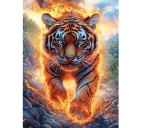 Tigre llameante Rompecabezas 300 Piezas Cartón para Niños Mayores 14 Años Cuentos de Hadas de Animales Salvajes fantásticos Noches De Cita Antiestrés Pack Completo Detalle Único Original 300 PCS