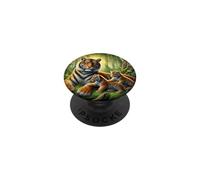 Tigre Madre con Dos Cachorros, Gatos de la Selva PopSockets PopGrip Adhesivo