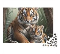 Tigre Madre Cría Puzzle para Adultos Puzzle de 1000 Piezas Juego de Puzzle 1000 Piezas Papel Noche Bosque Puzzle para Toda la Familia Decoración Relax Regalo 52x38cm/1000pcs