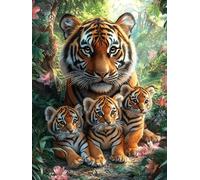 Tigre madre y su cachorro Rompecabezas 500 Piezas Cartón Para Niños Mayores 14 Años Cuentos de hadas de animales salvajes fantásticos Entretenimiento Casa Terapia Relajación Ocio Doméstico Detalle Úni
