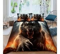 Tigre Moon Funda De Edrojoón Fierce Animales Impresa En 3D Microfibra Ropa De Cama 2 Fundas De Almohada,niños Niñas Decoración del Dormitorio Super King（260x220cm）