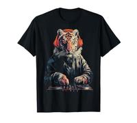 Tigre Music Auriculares Gráfico Animal Print Obra De Arte Tig Camiseta