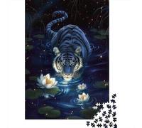 Tigre Nadando de Noche 38x26cm/1000pcs Rompecabezas para Adultos - Escena acuática fantástica Juguete De Bricolaje