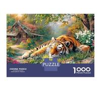 Tigre nel giardino 1000 Piezas Rompecabezas Divertidos DecoracióN Familiar Tigre nel Campo dei Fiori Jigsaw Juegos Educativos para Regalo 52x38cm/1000pcs