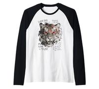 Tigre Ojos Rojos Mirada Furiosa Estilo Callejero Vibraciones Camiseta Manga Raglan