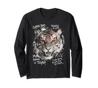 Tigre Ojos Rojos Mirada Furiosa Estilo Callejero Vibraciones Manga Larga