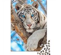 Tigre Paquete De 1000 Piezas White Tigre in Clouds Papel Ecológico Personas Que Aman Entrenamiento Cerebral Portátil Fácil Almacenar Rompecabezas 38x26cm/1000pcs