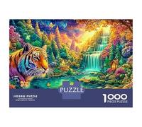 Tigre por una Cascada en un Bosque Vivo Puzzle De 1000 Piezas el Rey del Bosque Juego De Puzzle Familiar para Todas Las Edades 70x50cm/1000pcs