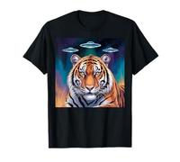 Tigre Print Alien OVNIs Tiger Decor Blue Tiger Costume Adulto Camiseta