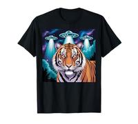 Tigre Print Alien OVNIs Tiger Decor Blue Tiger Costume Adulto Camiseta