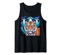 Tigre Print Alien OVNIs Tiger Decor Blue Tiger Costume Adulto Camiseta sin Mangas