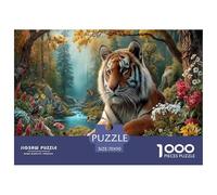 Tigre Puzzles Imposible,desafío for Adults Autumn Corriente Bosqueal Entretenimiento Creativo 1000 Piezas Obra De Arte De Juego De para Adultos, Regalos A Partir De 14 Años 70x50cm/1000pcs