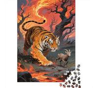 Tigre Puzzles Imposible,desafío para Adultos Incendios forestales Entretenimiento Creativo 1000 Piezas Obra De Arte De Juego De para Adultos Y Niños A Partir De 12 Años 1000pcs (75x50cm)