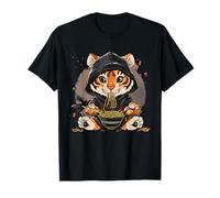 Tigre Ramen Ninja Fideos japoneses Obra de arte Anime Kawaii Camiseta