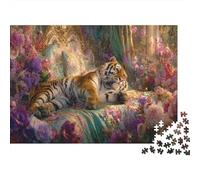 Tigre Real Floral Rompecabezas 3D De Papel 52x38cm/1000pcs, - Juego Antistrés para Adultos, Educativo Y Creativo, Regalo De Decoración Ideal