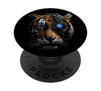 Tigre Robotic Tecnología Ciborg AI Robot Tiger Distópico PopSockets PopGrip Adhesivo