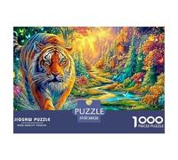 Tigre se adentra en el Colorido río Encantado Puzzle De 1000 Piezas Tigre Ideal para Hombres, Mujeres, Ancianos Y Mayores 38x26cm/1000pcs