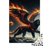 Tigre Set De 1000 Piezas Papel Reciclado Black Wing Fire Tigre Puzzle Familiar Aficionados A Los Ocio En Casa Entretenimiento Fin De Semana Fácil Almacenar 52x38cm/1000pcs