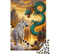 Tigre Set De 1000 Piezas Papel Reciclado White Tigre & Dragon Puzzle Familiar Aficionados A Los Fácil De Almacenar Actividad De Vinculación Familiar 70x50cm/1000pcs