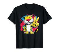 Tigre Signo de Paz Retro Pop Personaje gráfico Gesto Camiseta