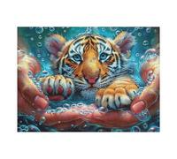 Tigre sostenido en Mano Puzzles 500 Piezas Estera Portátil Familiar Rompecabezas para Adultos Aliviar Estrés 3D Maquetas Construir DIY Moderno 500 PCS
