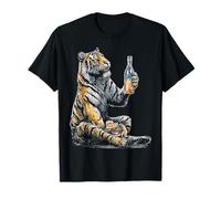 Tigre sostiene hamburguesa dibujo dibujo animal print gráfico tigre Camiseta