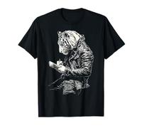 Tigre Sostiene Libro Escritura Diseño Animal Ilustración Arte Tigre Camiseta