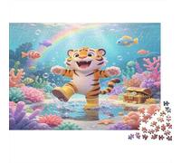 Tigre Submarino Puzzle de 1000 Piezas Papel para Adultos Escena de Coral Colorido Juego de Puzzle 1000 Piezas Relajante Decoración Regalo 52x38cm/1000pcs
