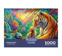 Tigre y Cachorro en el Colorido País de Las Hadas Puzzle De 1000 Piezas Tigre Clásico Y Desafiante, Regalo para Todas Las Edades 52x38cm/1000pcs