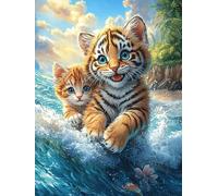 Tigre y su cachorro en la cascada Rompecabezas 300 Piezas Cartón Para Parejas Cuento de hadas de acompañamiento mágico Actividad Tiempo Libre Terapia Relajación Decoración Salón Regalo Sorpresa 300 PC