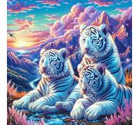 Tigres Blancos in Mountain Bosque Puzzle 100 Piezas Cartón Resistente para Coleccionistas Entretenimiento Toda La Familia Mejora Memoria Pack Completo para Navidad 28x28cm