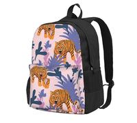 Tigres en la jungla,Mochila con bolsillos, mochila informal para el día a día, resistente al agua, ideal para la escuela, viajes