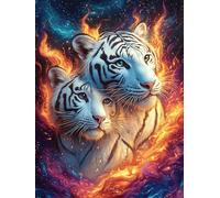 Tigres en un Resplandor mágico ardiente Rompecabezas 300 Piezas Cartón para Adultos Vida Silvestre y Mascotas Estimulación Cognitiva Mejora Coordinación Ojo-Mano Actividad Compartir Familia 300 PCS