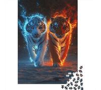 Tigres Gemelos Elementales Puzzle de 1000 Piezas Papel para Adultos Estilo Fantasía Mejora la Atención Puzzle para Toda la Familia Decoración Hogar Antiestrés Regalo 38x26cm/1000pcs