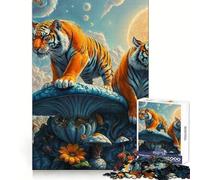 Tigres Guardianes del Bosque Surrealista de Hongos Rompecabezas de 1000 Piezas para Adolescentes Juguete Desafío Mental Actividad en Casa Regalo Conmovedor y De Corte Claro 38x52cm