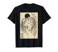 Tigres japoneses Vintage Sumi-e Edo Período Tinta Arte Ukiyo-e Camiseta