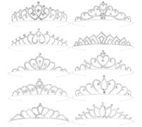 Tihebax Tiaras coronas para mujeres y niñas, tiaras plateadas, 10 piezas, tiara de princesa, corona a granel, corona Rapunzel, corona para boda, cumpleaños, tiara de cristal para graduación, novia,