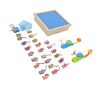 Tihebeyan Juego de Pesca de Madera Mayor de Memoria de 24 Piezas Toques de Doble Cara Juguete de Habilidad Cognitiva Educativa para Niños de 3 a 6 Años con Cañas de Pesca Giratoria para Juego Familiar