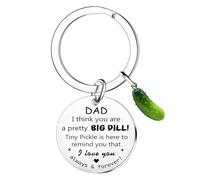 Tihnvk Llavero de pepinillo para papá de parte de hija, hijo, regalos del día del padre, llavero con texto en inglés "I Love You", regalo de cumpleaños para papá