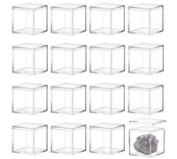 TIHONORI Caja PequeñA AcríLico Transparente Cubo Cuadrado PláStico AcríLico con Tapa, Caja Almacenamiento para Regalos, Caja ExhibicióN para CosméTicos, Joyas, Recuerdos De Fiestas,16 Pcs 6 * 6 * 6cm