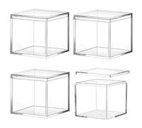 TIHONORI Caja PequeñA AcríLico Transparente Cubo Cuadrado PláStico AcríLico Con Tapa, Caja Almacenamiento Para Regalos, Caja ExhibicióN Para CosméTicos, Joyas, Recuerdos De Fiestas,4 Pcs 10*10*7.5cm