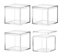 TIHONORI Caja PequeñA AcríLico Transparente Cubo Cuadrado PláStico AcríLico Con Tapa, Caja Almacenamiento Para Regalos, Caja ExhibicióN Para CosméTicos, Joyas, Recuerdos De Fiestas,4 Pcs 12*12*9cm