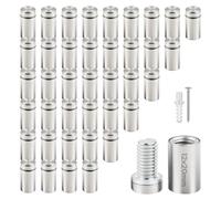 TIHOOK 40 tornillos publicitarios de acero inoxidable de 12 x 20 mm, para colgar en la pared, soporte de tornillos para publicidad, clavos de cristal con tornillos y tapones de goma para carteles